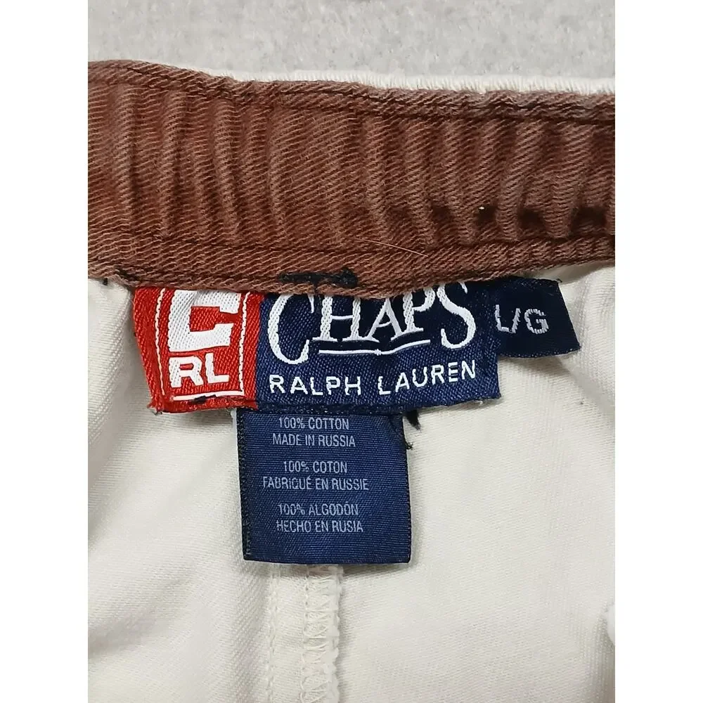 Chaps Ralph Lauren (Large) Men's Beige Vintage Cotton String and Zip Shorts